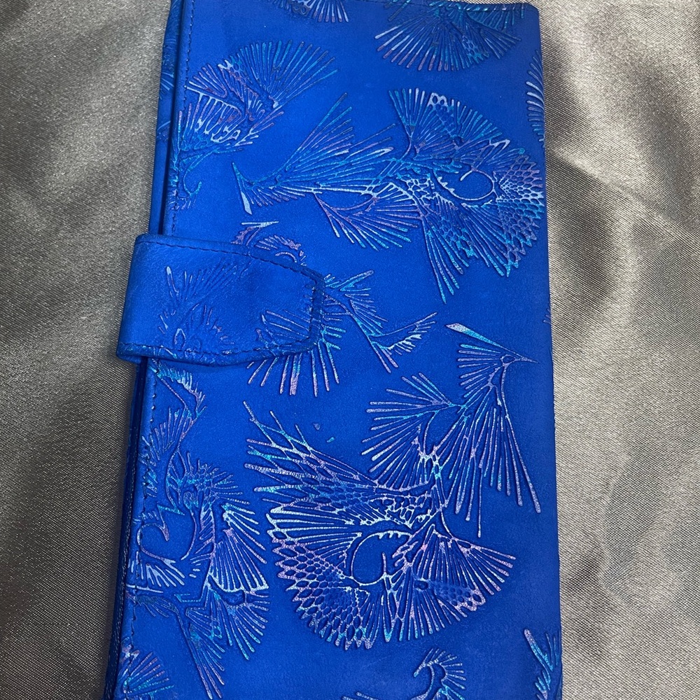 Vintage Genuine Calfskin & Silk Wallet Made In Italy Blue Women’s Wallet WOW